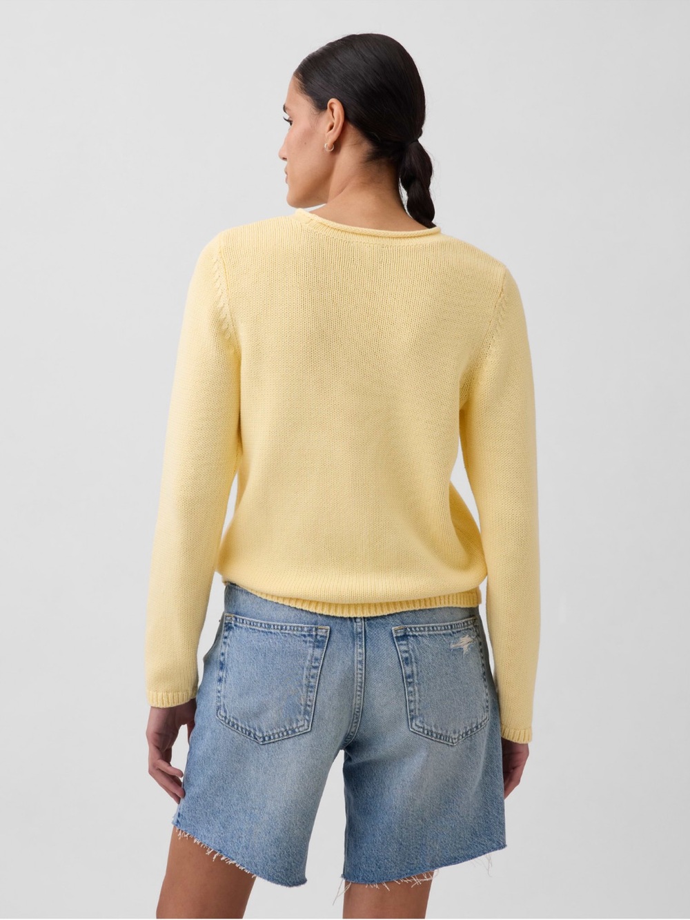 NWT GAP 100% Cotton Rollneck Butter Yellow Maize Crewneck Sweater Sz XS - Picture 2 of 12